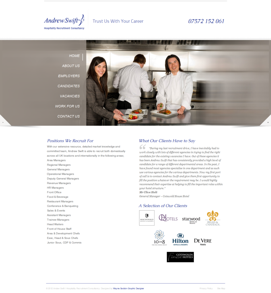 Andrew Swift Hospitality Recruitment Consultancy Web Design